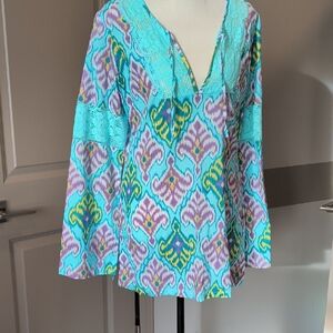 Lucy Aqua and Lavender Patterned Tunic